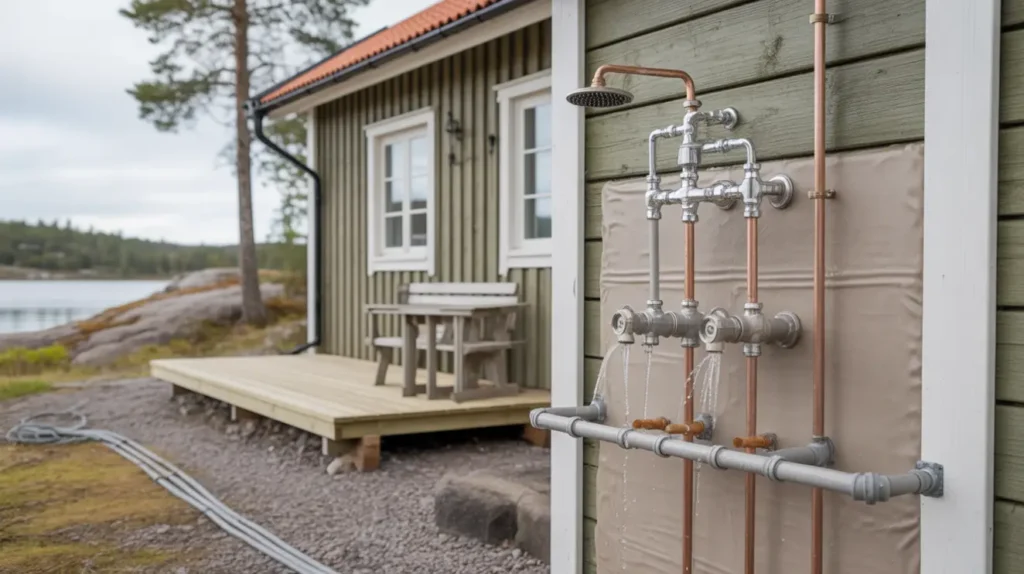 installera utedusch i sommar r tt blandare vattenanslutning regler och pris med rot avdrag